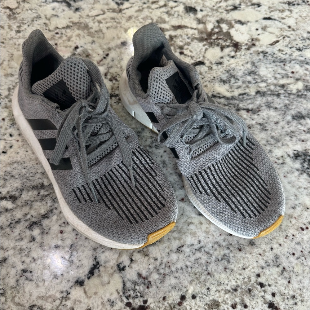 Adidas Gray Sneakers with Black Accents